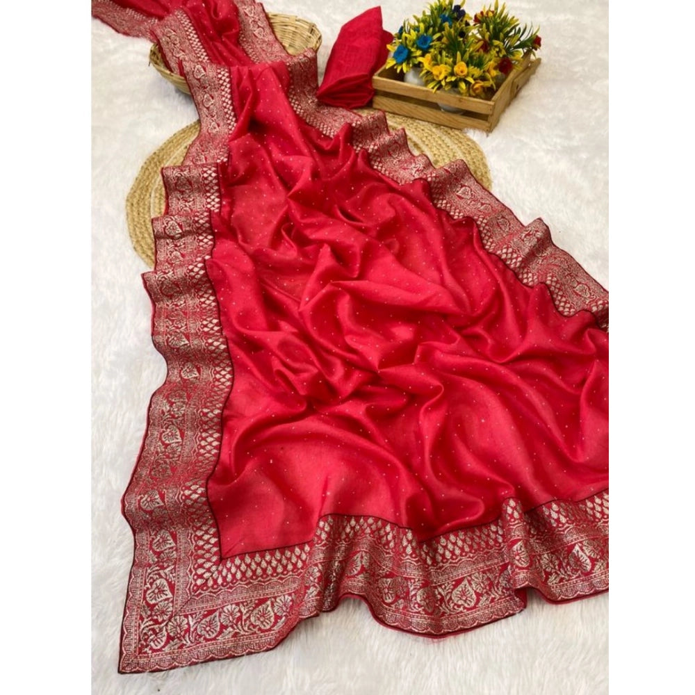 Women's Silk Embroidred Saree — Pink · _Pnk