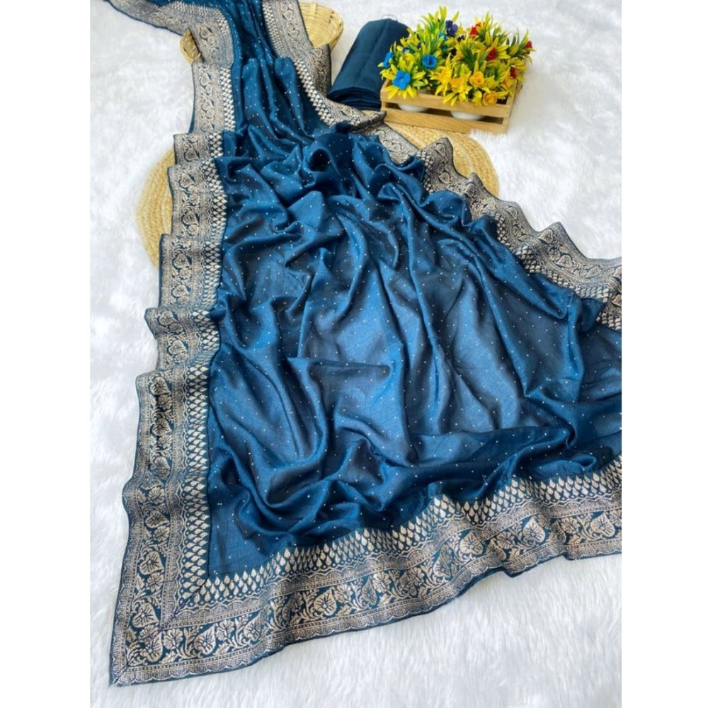 Women's Silk Embroidred Saree — Light Green · _Rma