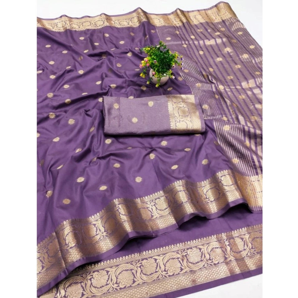 Women's Jacquard Silk Jaquard Woven Saree — Purple · Prle
