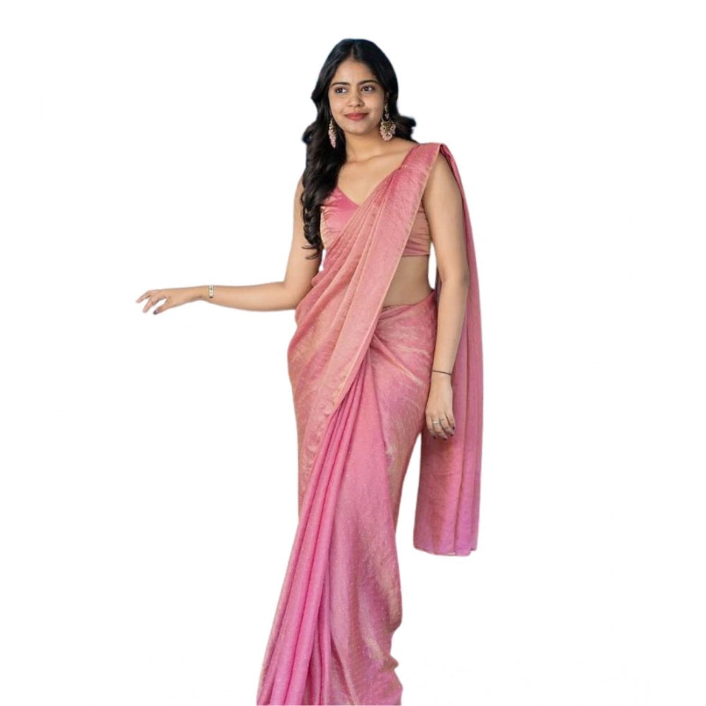 Women's Silk Embroidred Saree — Pink · jari