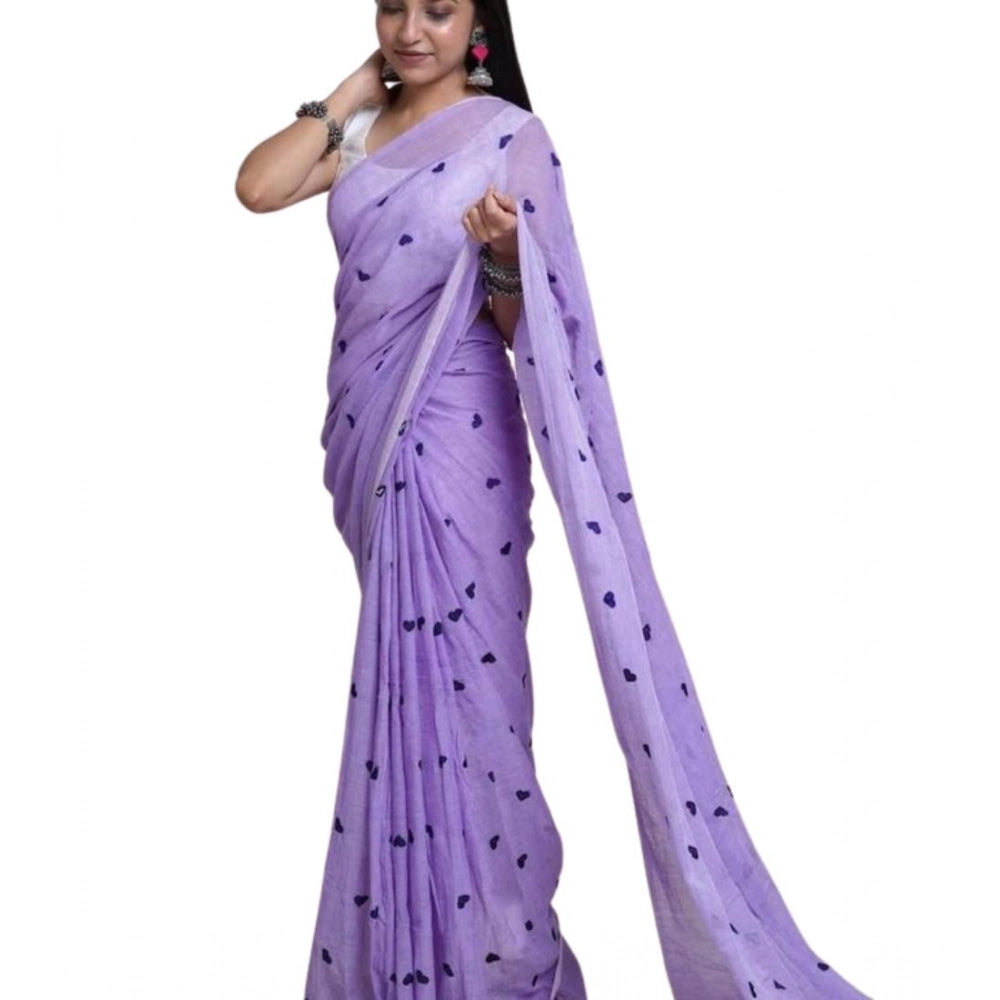 Women's Linen Printed Saree — Purple · ate1