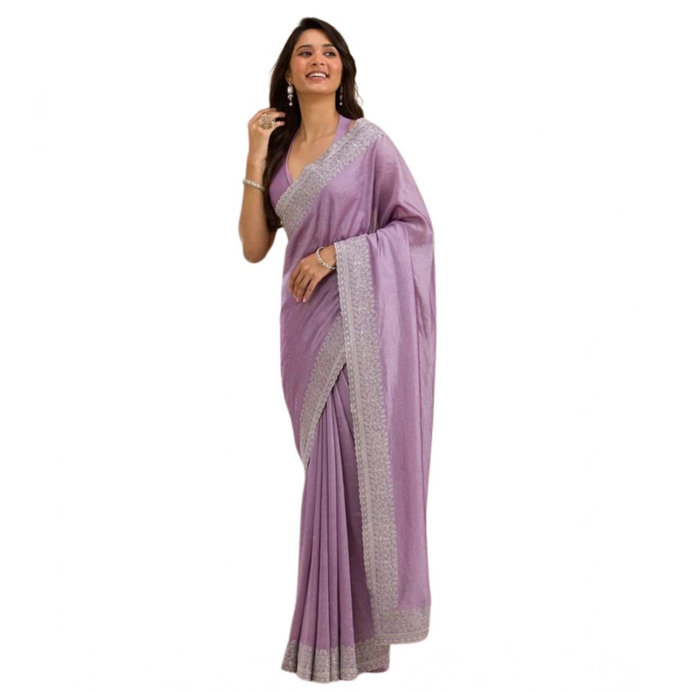 Women's Silk Embroidred Saree — Purple · Lvdr