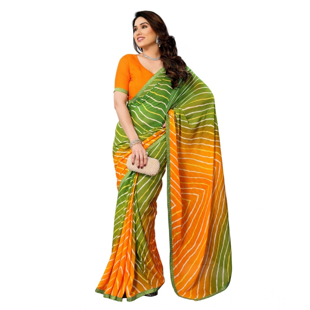 Women's Georgette Printed Saree — Green · 21_2