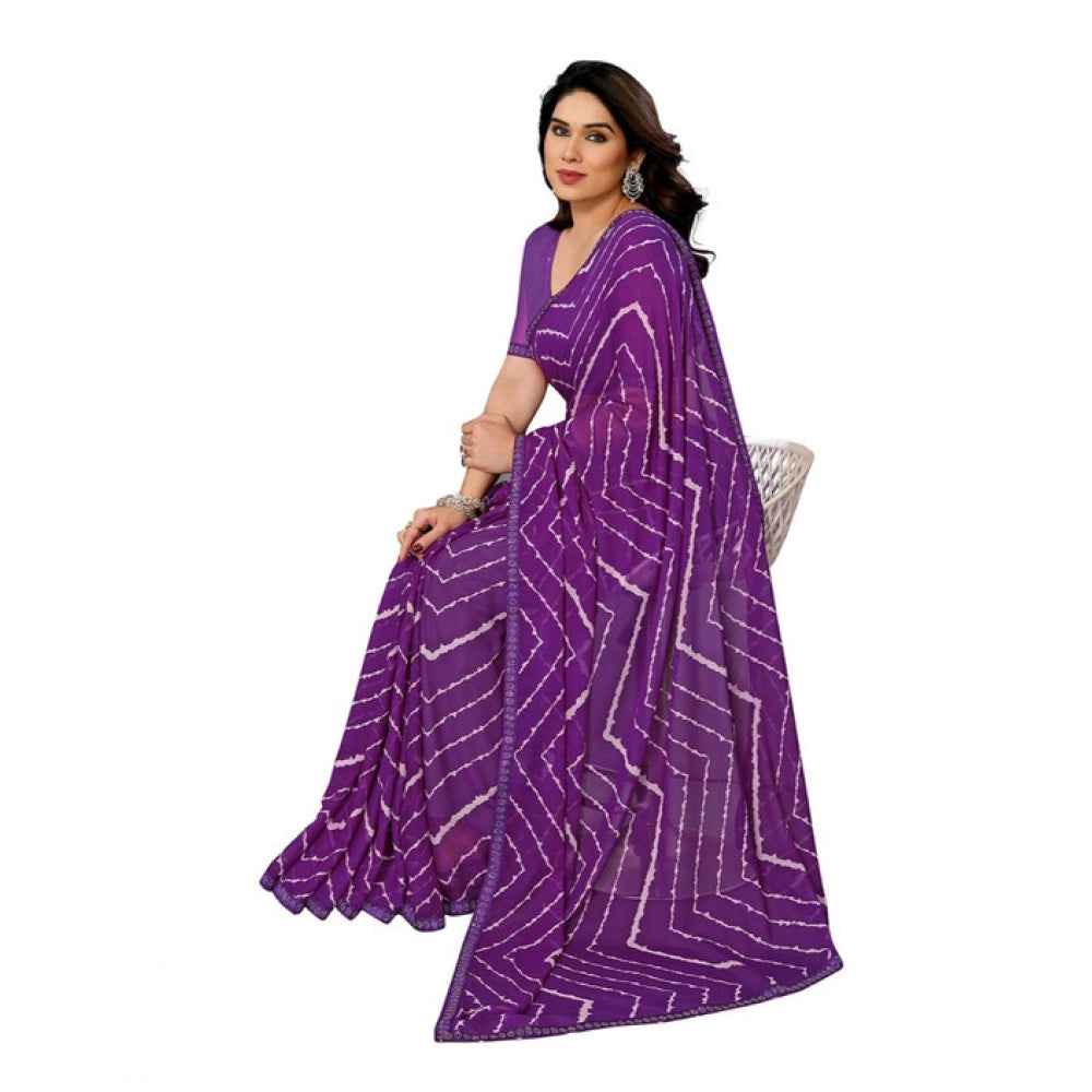 Women's Georgette Printed Saree — Purple · 50_3
