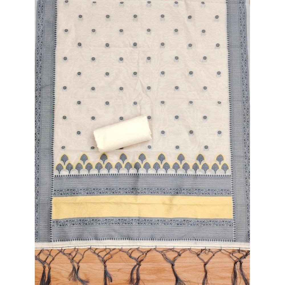 Women's Banarasi Silk Printed Unstitched Salwar Suit Material — Grey · _Gry