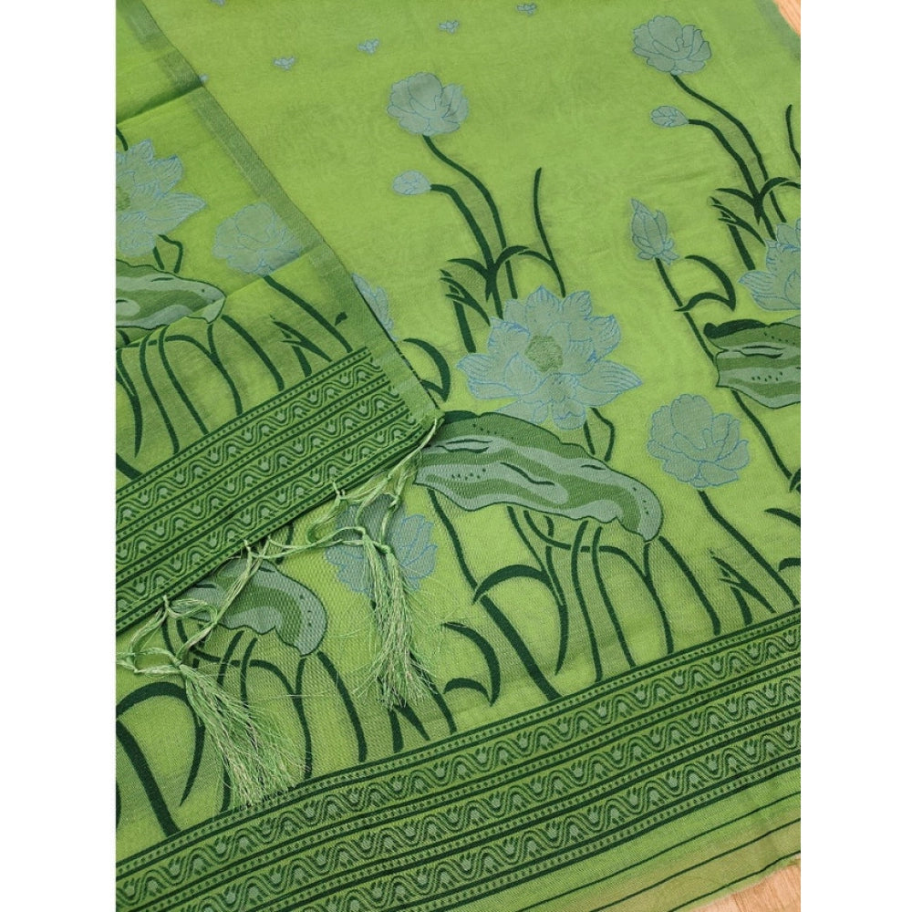 Women's Banarasi Silk Printed Unstitched Salwar Suit Material — Pista · Psta