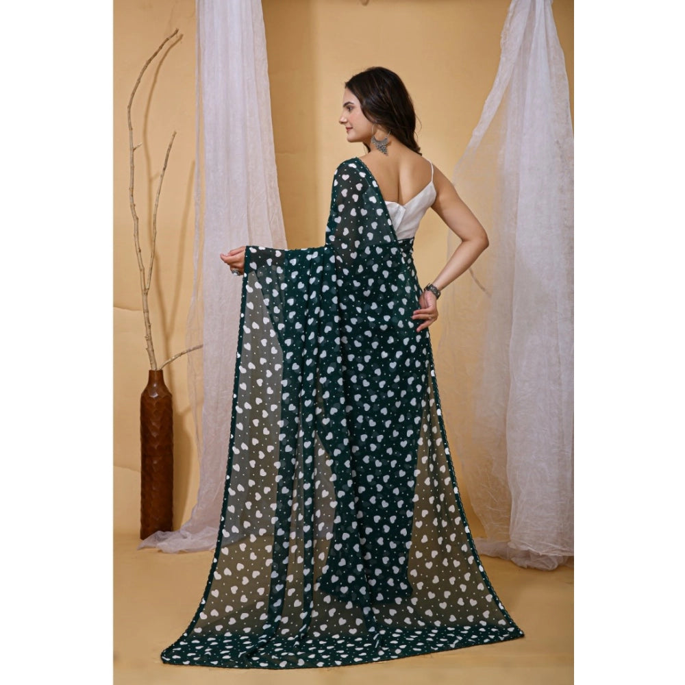 Women's Georgette Printed Saree — Green · 1001