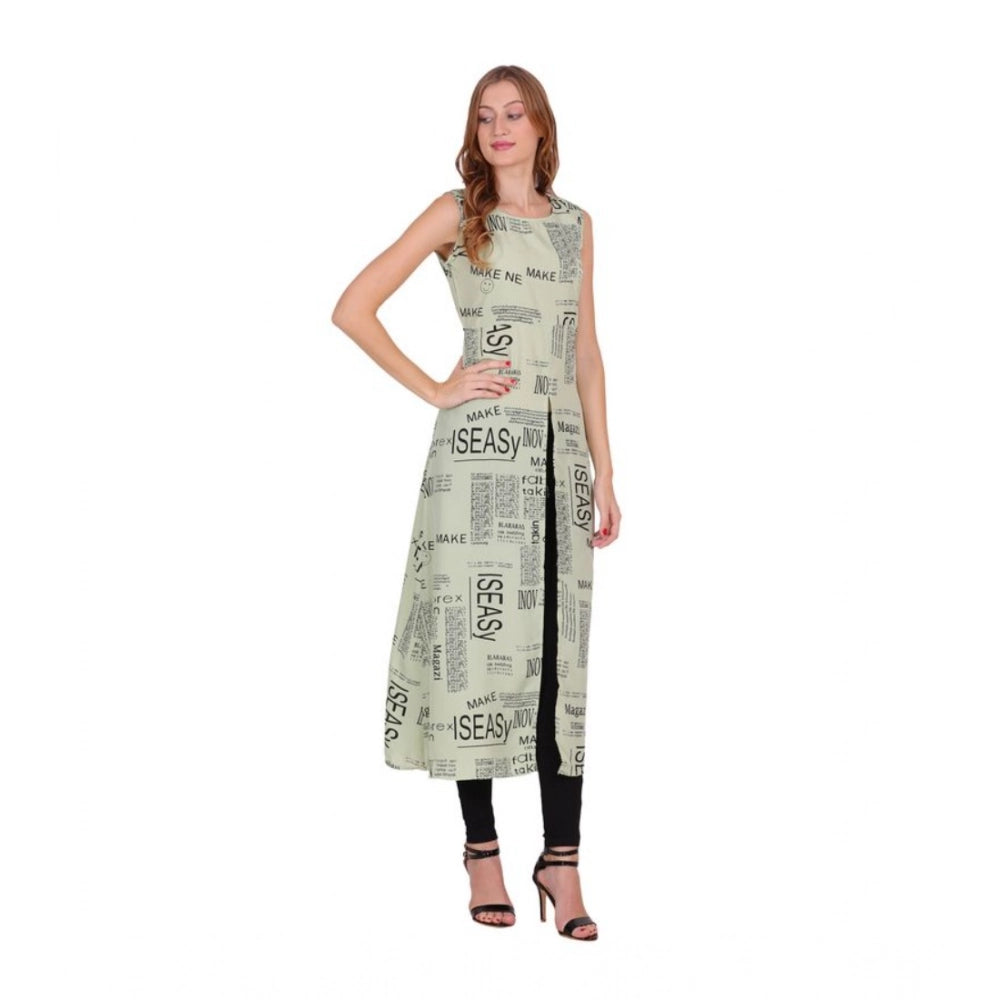 Women's Casual Crepe Sleeveless Slit Dress — Light Green