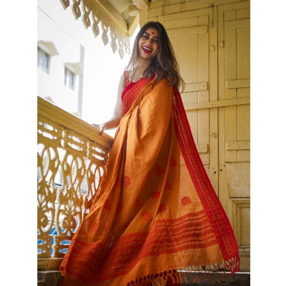 Women's Soft Lilan Printed Saree — Mustard