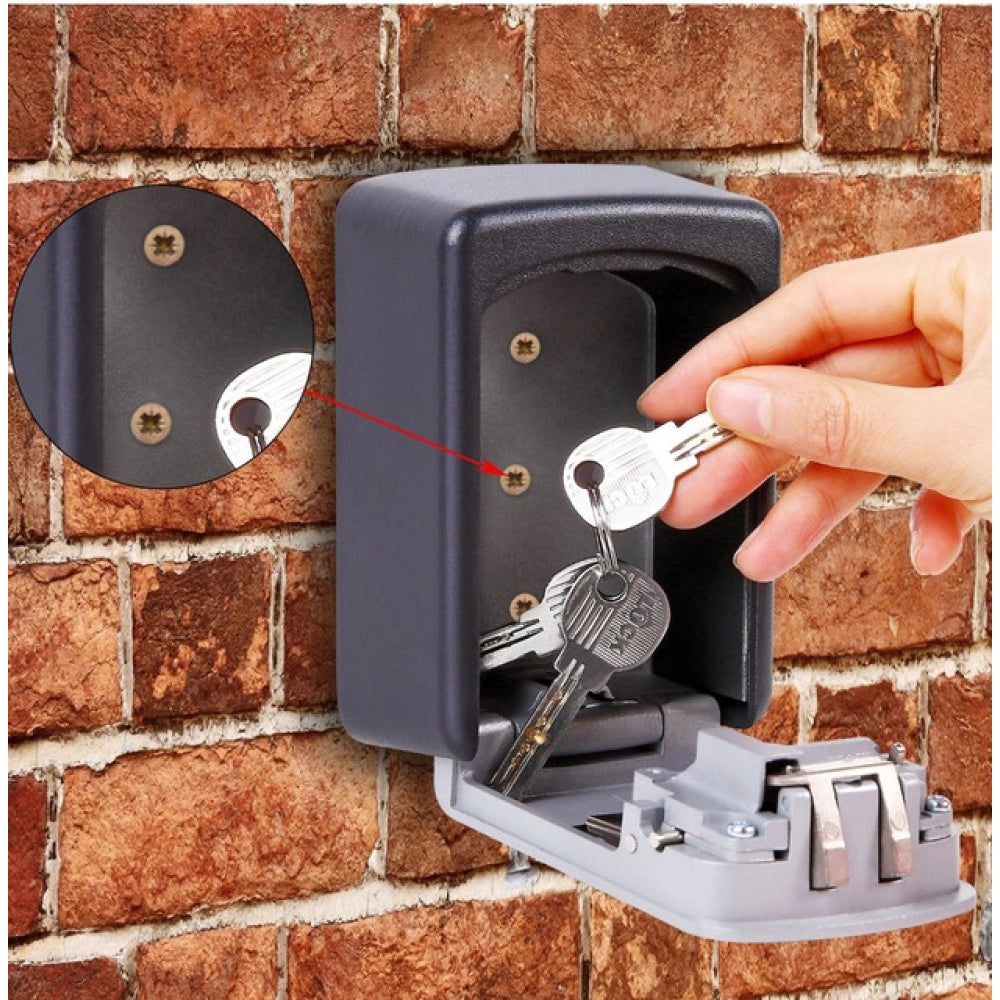 Wall-Mounted Abs Key Lock Box — Grey-Black