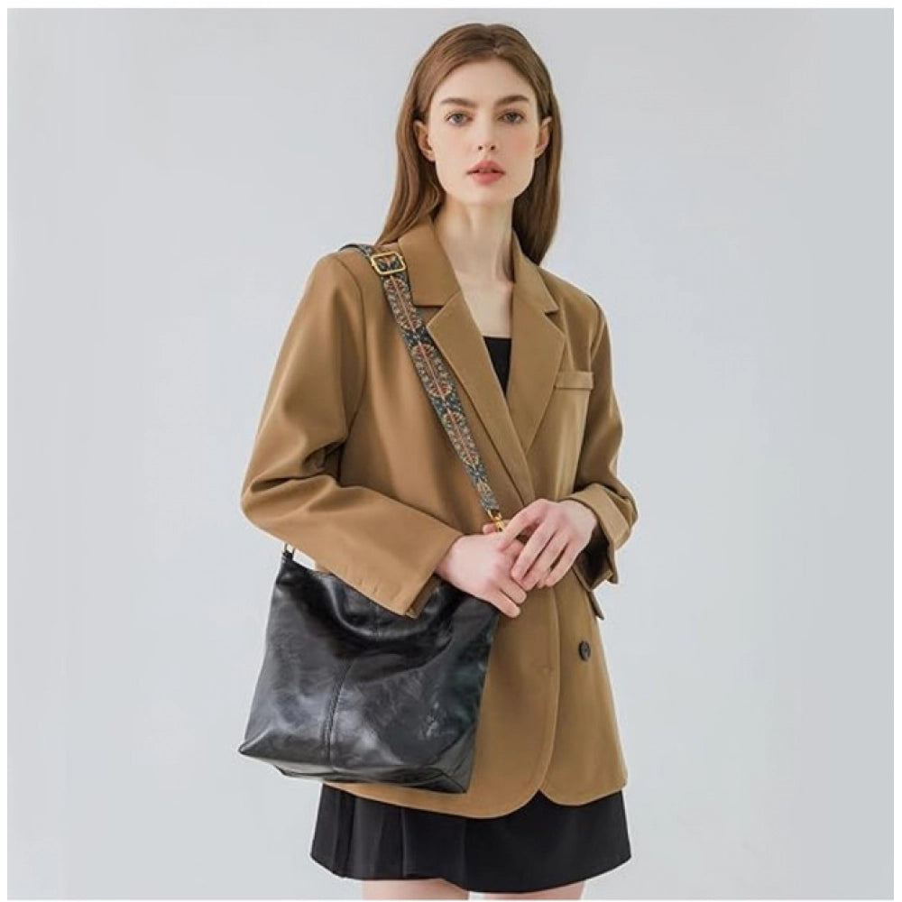 Women's Pu Leather Zipper Handbag — Black · 8BLK