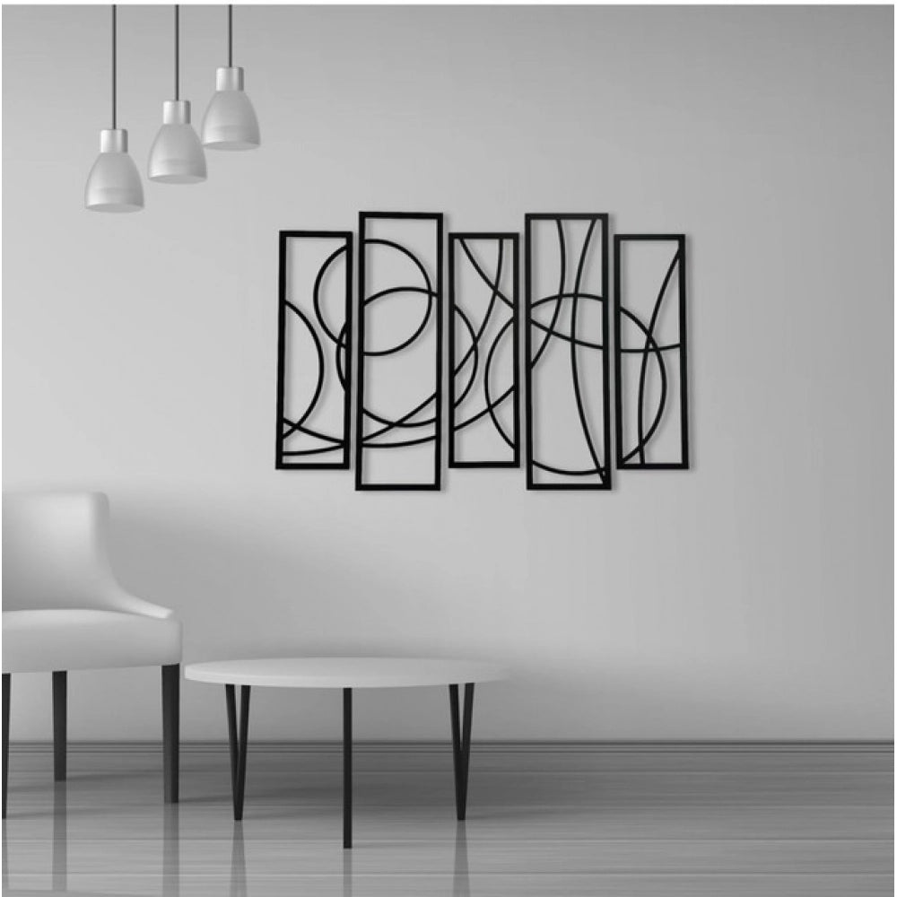 Wooden 5-Piece Wall Art Panel Frame – Elegant Black