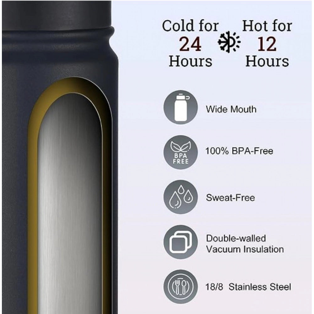 650 ml Double Wall Insulated Stainless Steel Water Bottle — Black · _650