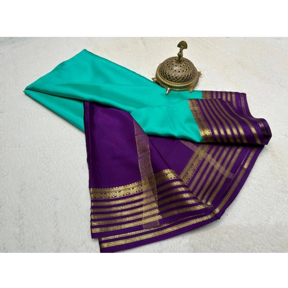 Women's Crepe Chit Pallu Solid Saree — Sky Blue · 1029