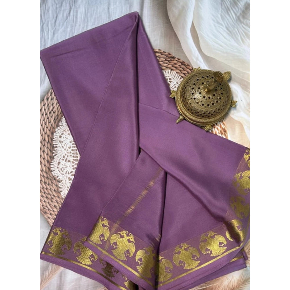Women's Crepe Chit Pallu Solid Saree — Lavender