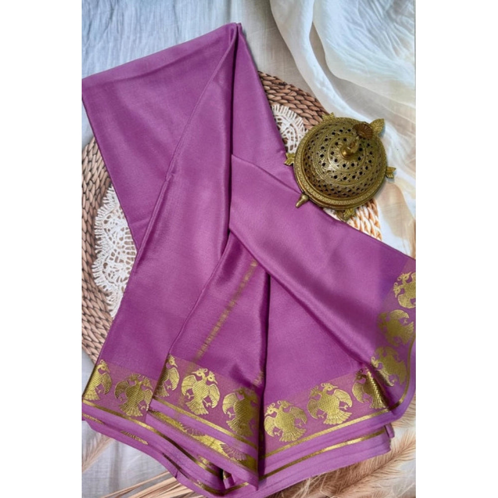 Women's Crepe Chit Pallu Solid Saree — Pink · 1049