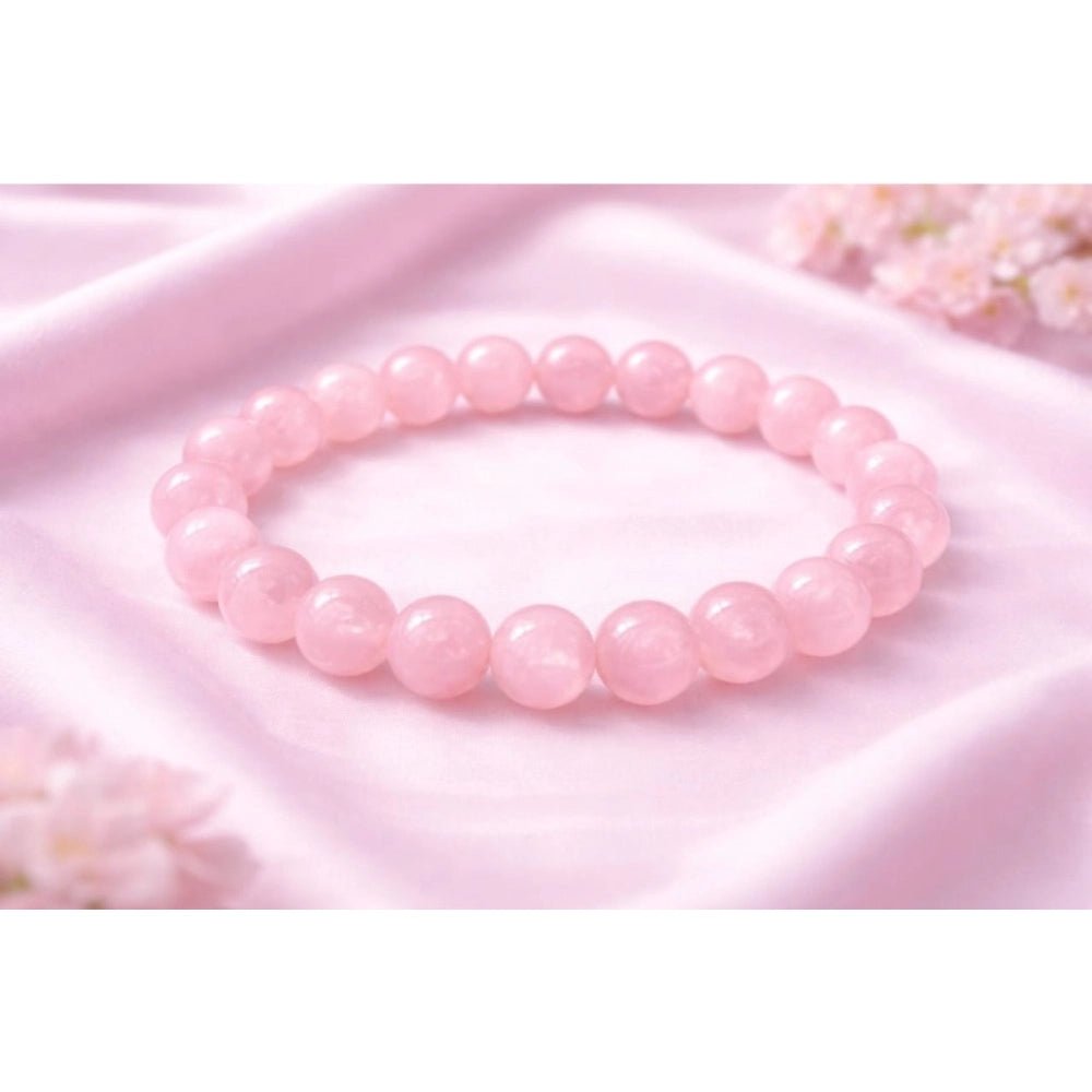 Natural Crystal 8Mm Rose Quartz Bracelet — Light Pink
