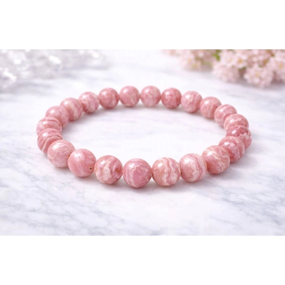Natural Crystal 8Mm Rhodochrosite Bracelet — Pink