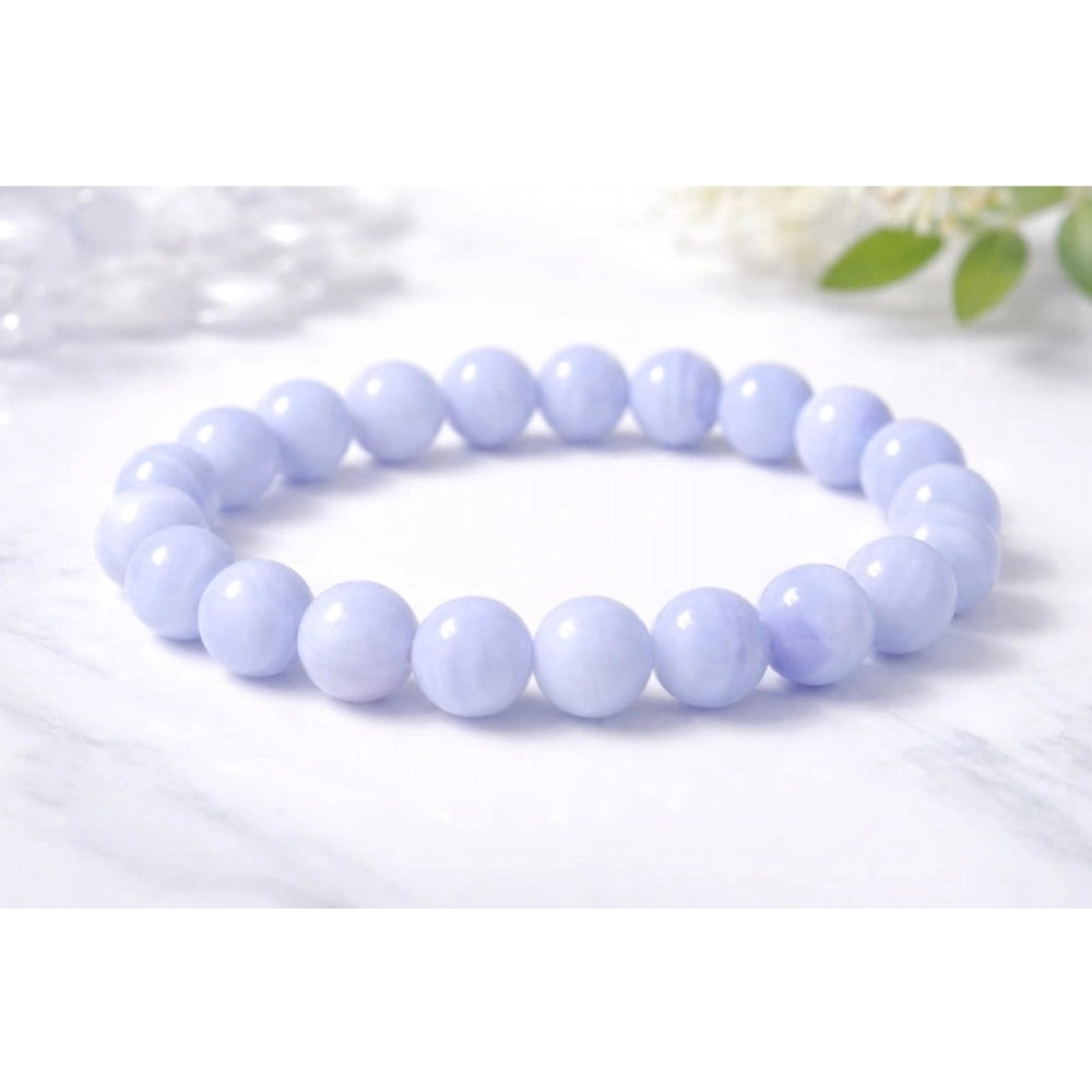 Natural Crystal 8Mm Bluelace Agate Bracelet — Light Blue