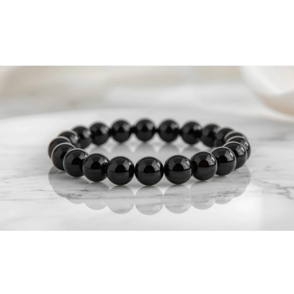 Natural Crystal 8Mm Black Obsidian Bracelet — Black