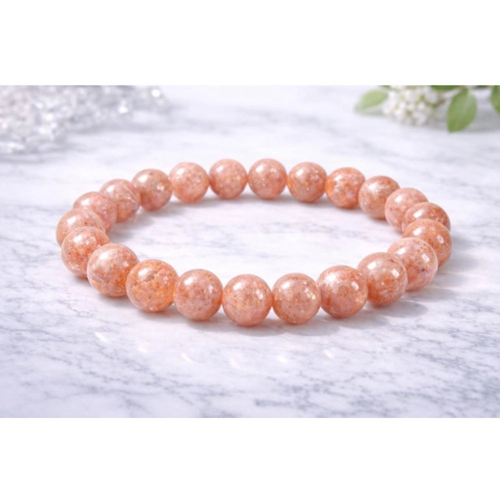 Natural Crystal 8Mm Sunstone Bracelet — Orange