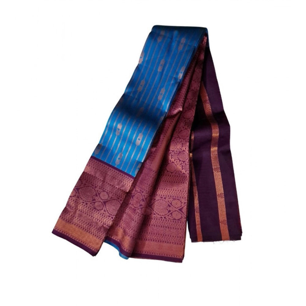 Women's Soft Silk Wooven Saree — Blue