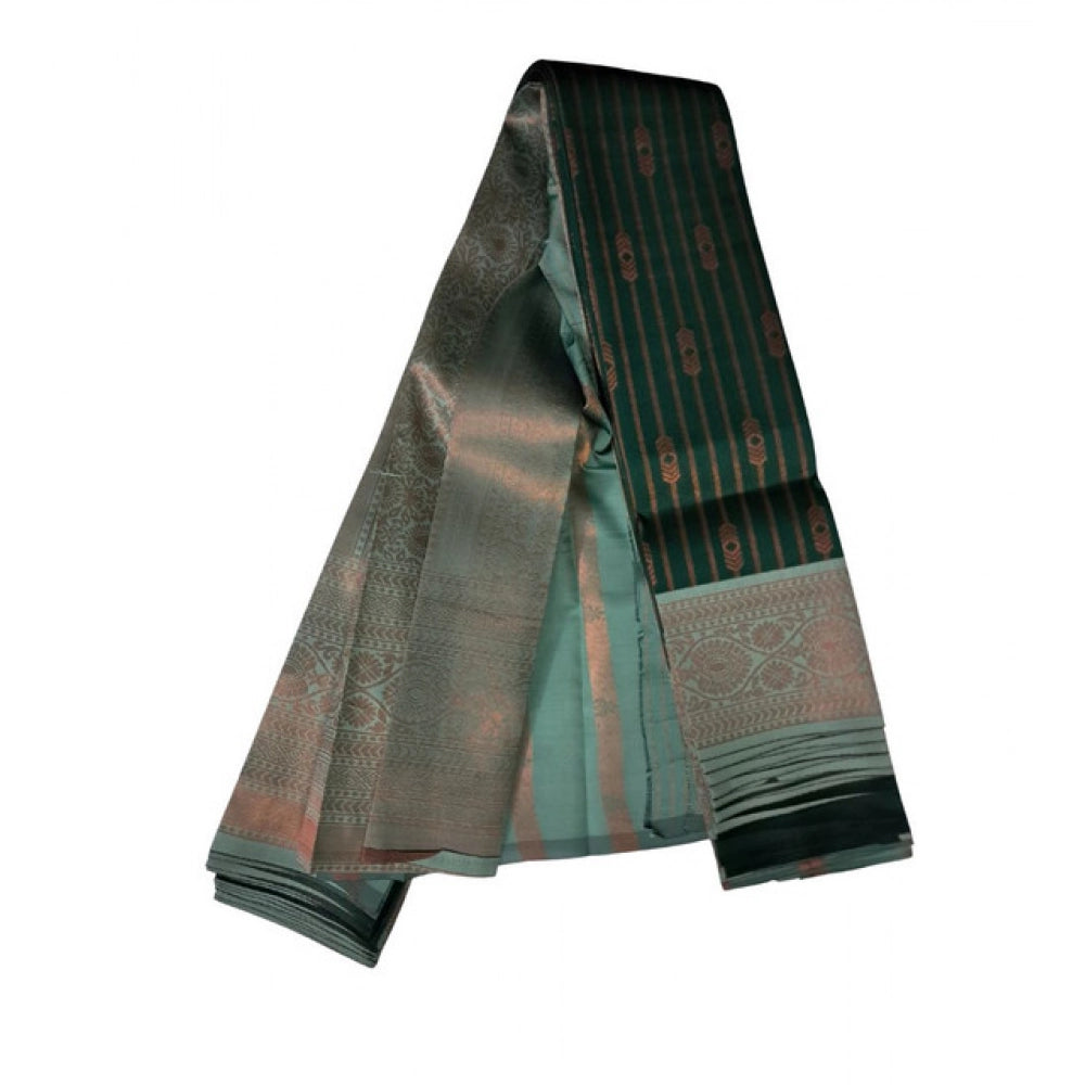 Women's Soft Silk Wooven Saree — Green
