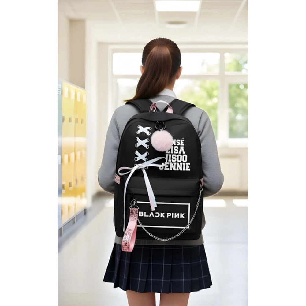 Unisex Pu Leather Solid Medium Zipper Backpack — Black · 2447