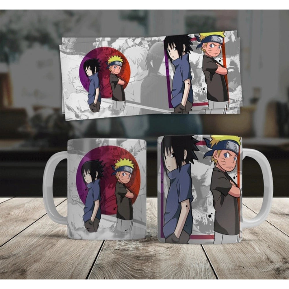 Anime Naruto & Sasuke Ceramic Printed Coffee Mug — White