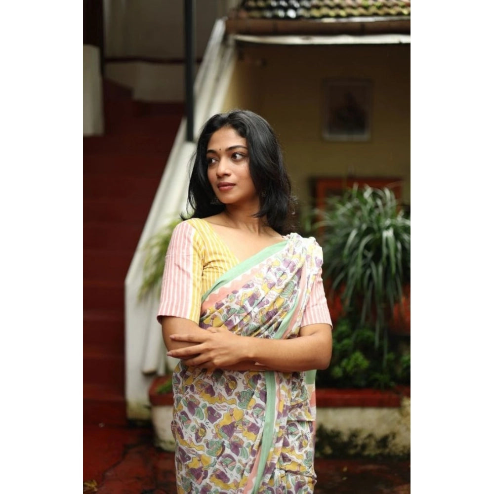 Women's Linen Printed Saree · _Mlt