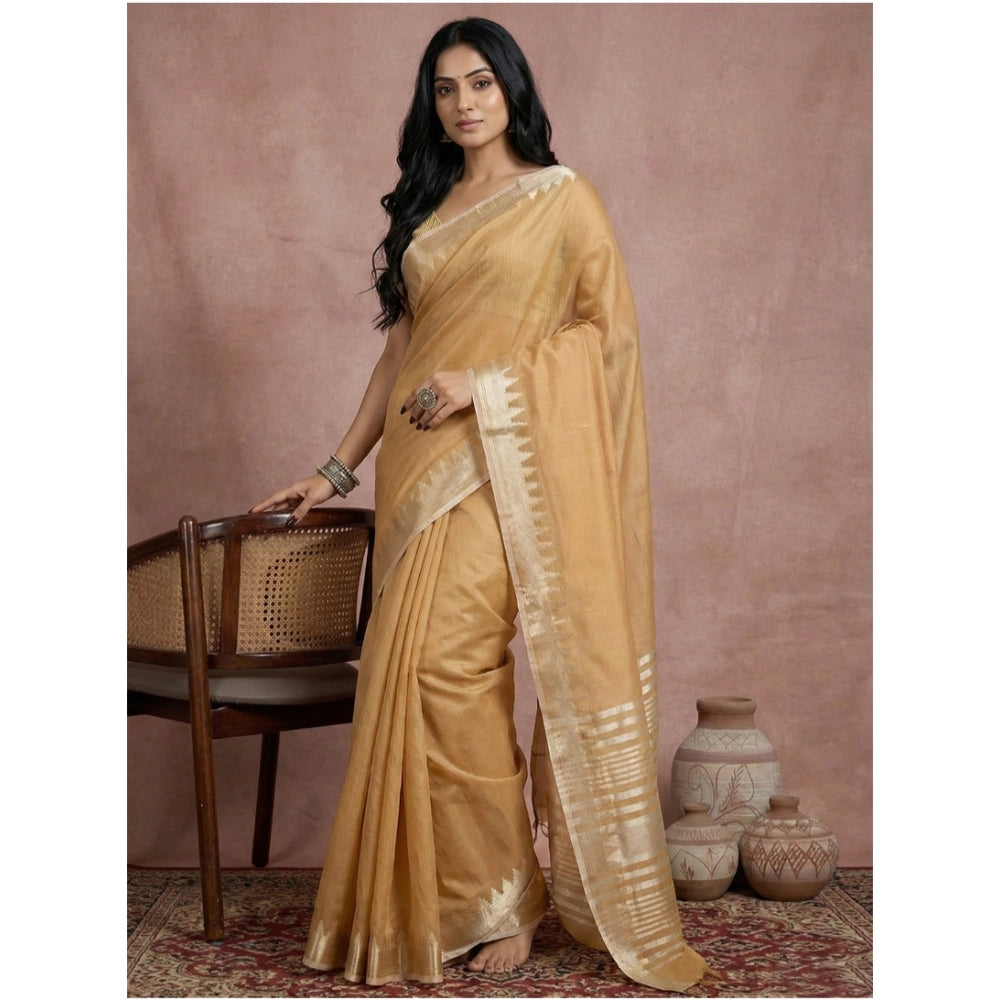 Women's Cotton Printed Saree — Golden