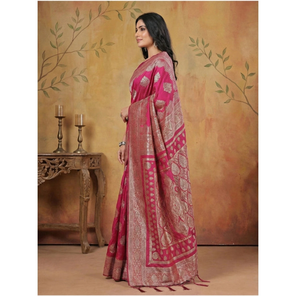 Women's Silk Blend Printed Saree — Magenta · 1053