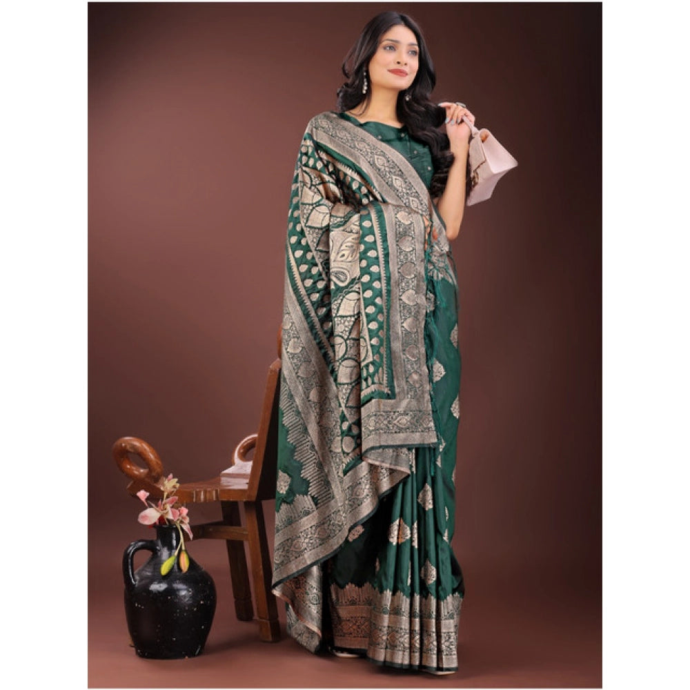 Women's Silk Printed Saree — Green · 1072