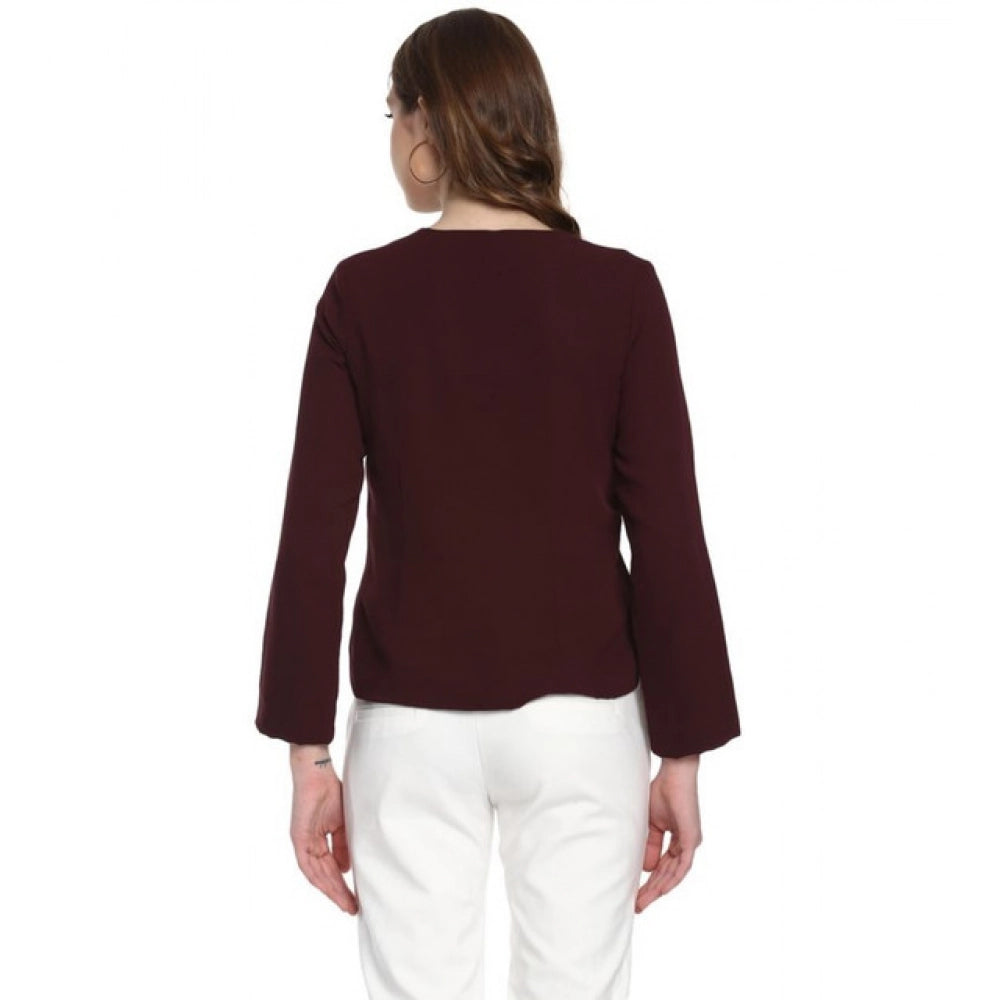 Women's Diagonal Cut Long Sleeves Blazer — Maroon
