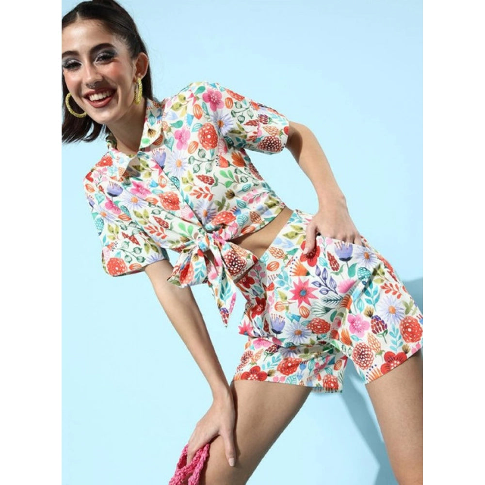 Women's Floral Short Sleeve Co-Ord Set · 98_L