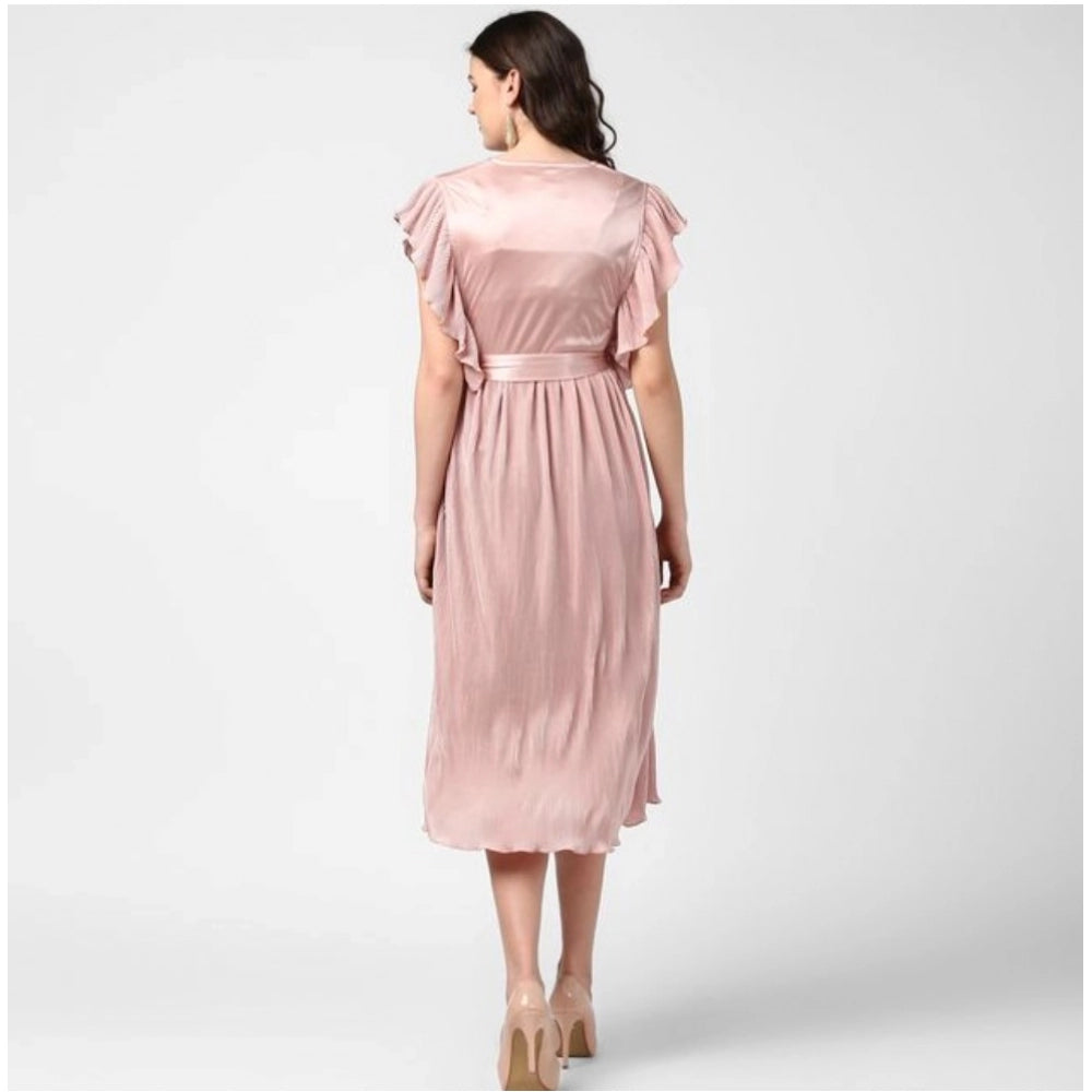 Women's Pleated Flutter Dress — Champagne Gold