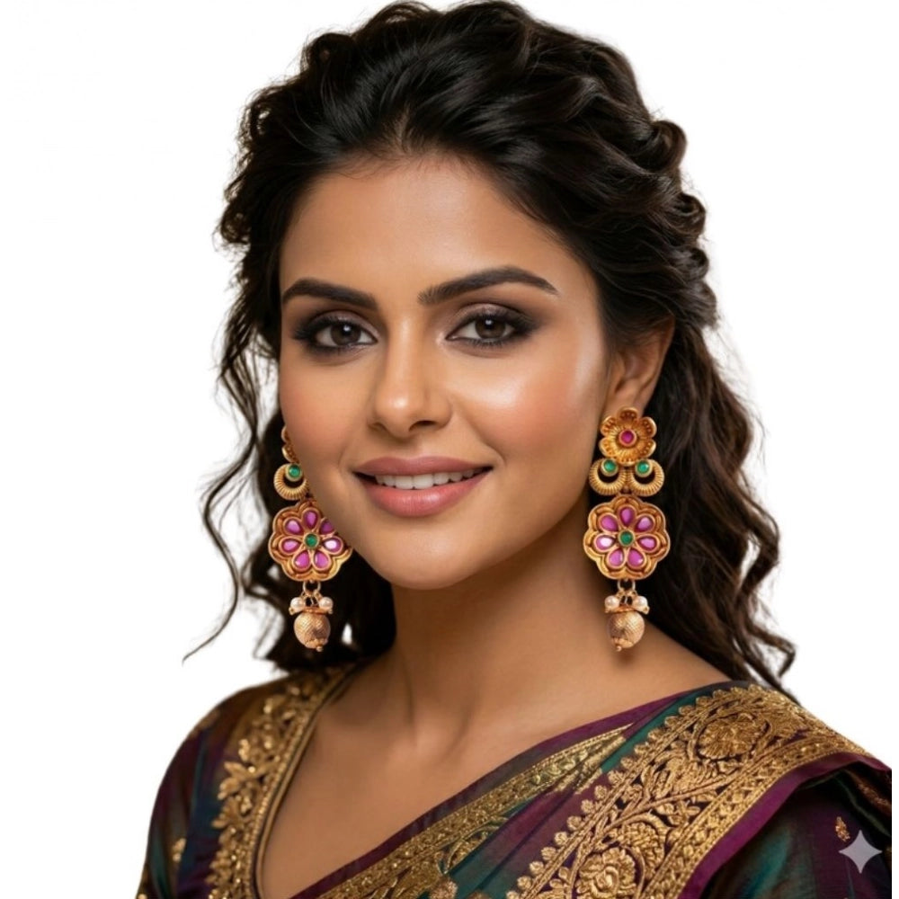 Women's Zinc Alloy Gold Plated Jhumka Earrings