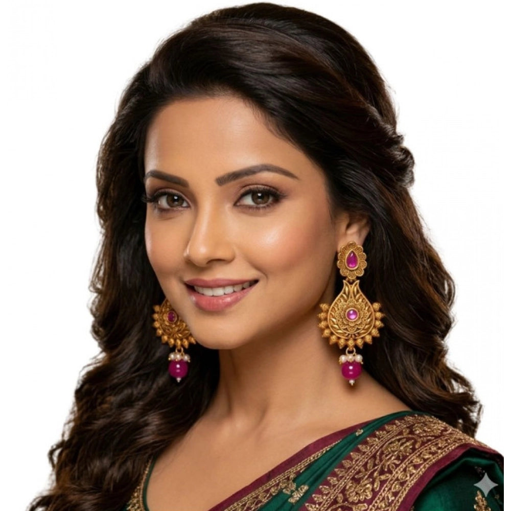 Women's Zinc Alloy Gold Plated Chandbali Earrings · 1568