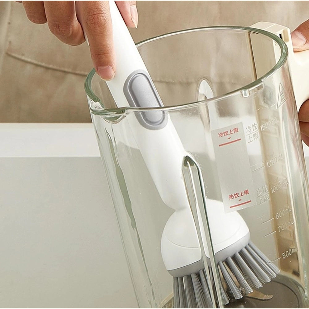 Tpr- Solid Electric Liquid Soap Dispensing Cleaning Brush — Grey-White