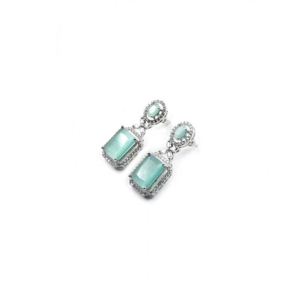 Women's Brass Silver Plated Drop Earrings — Turquoise · 1970