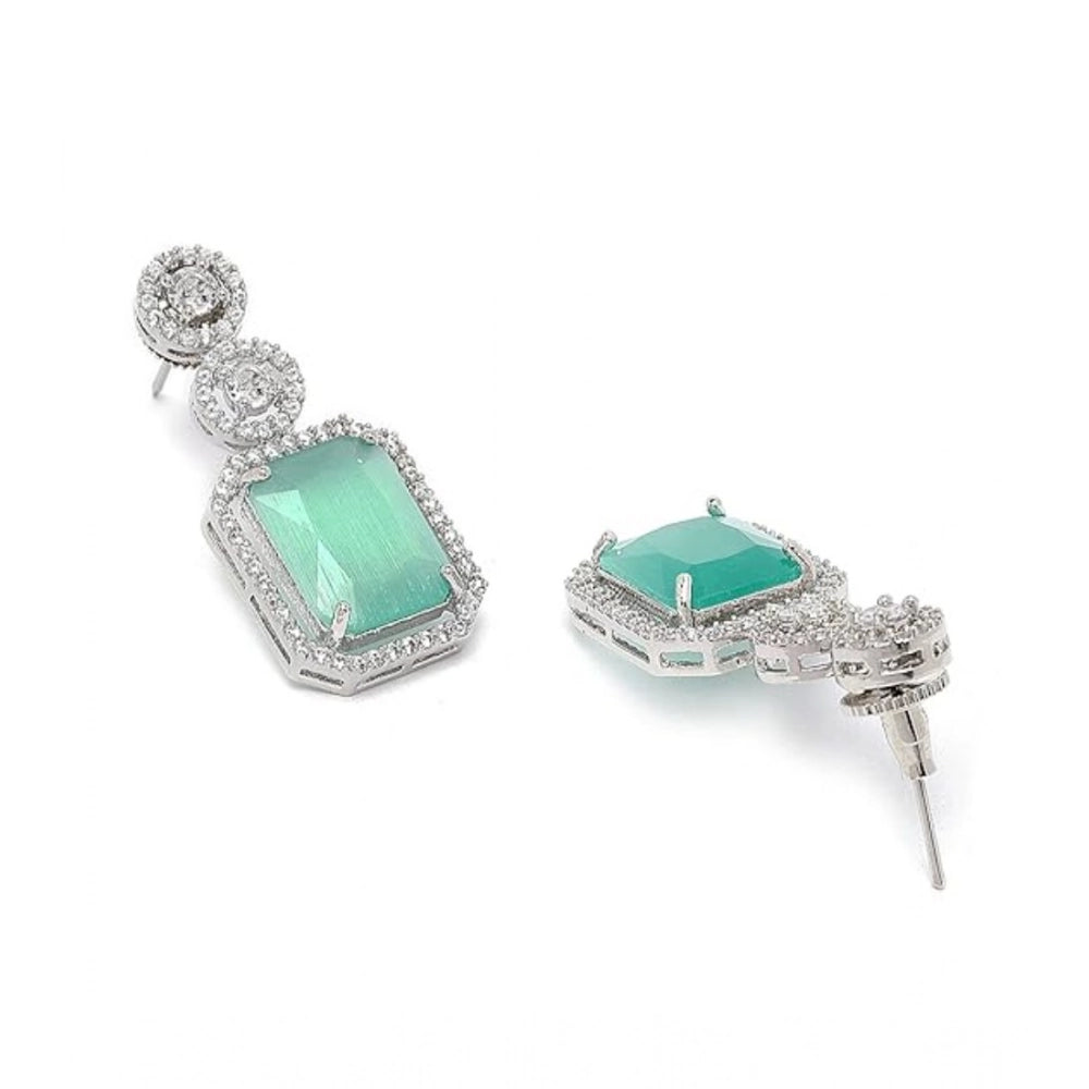 Women's Brass Silver Plated Drop Earrings — Turquoise · 1980