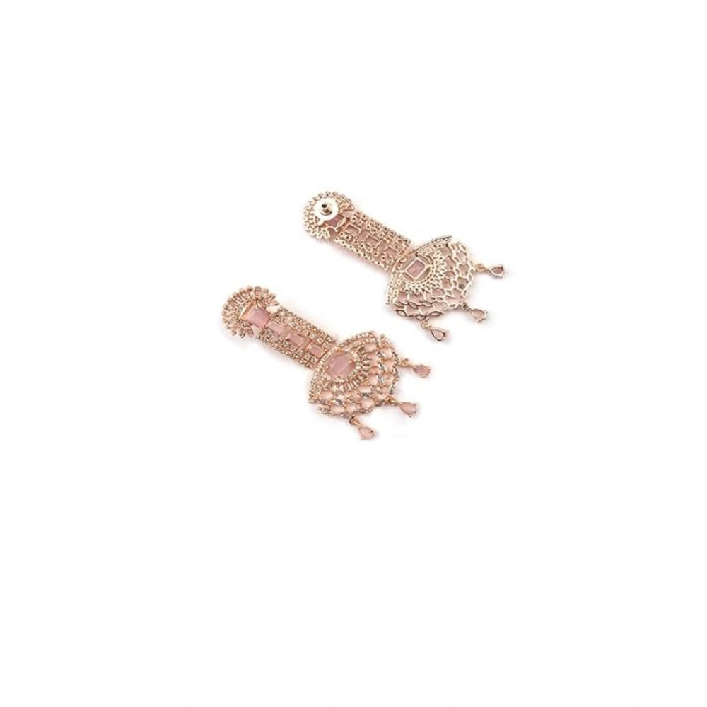 Women's Brass Silver Plated Drop Earrings — Pink · 1989