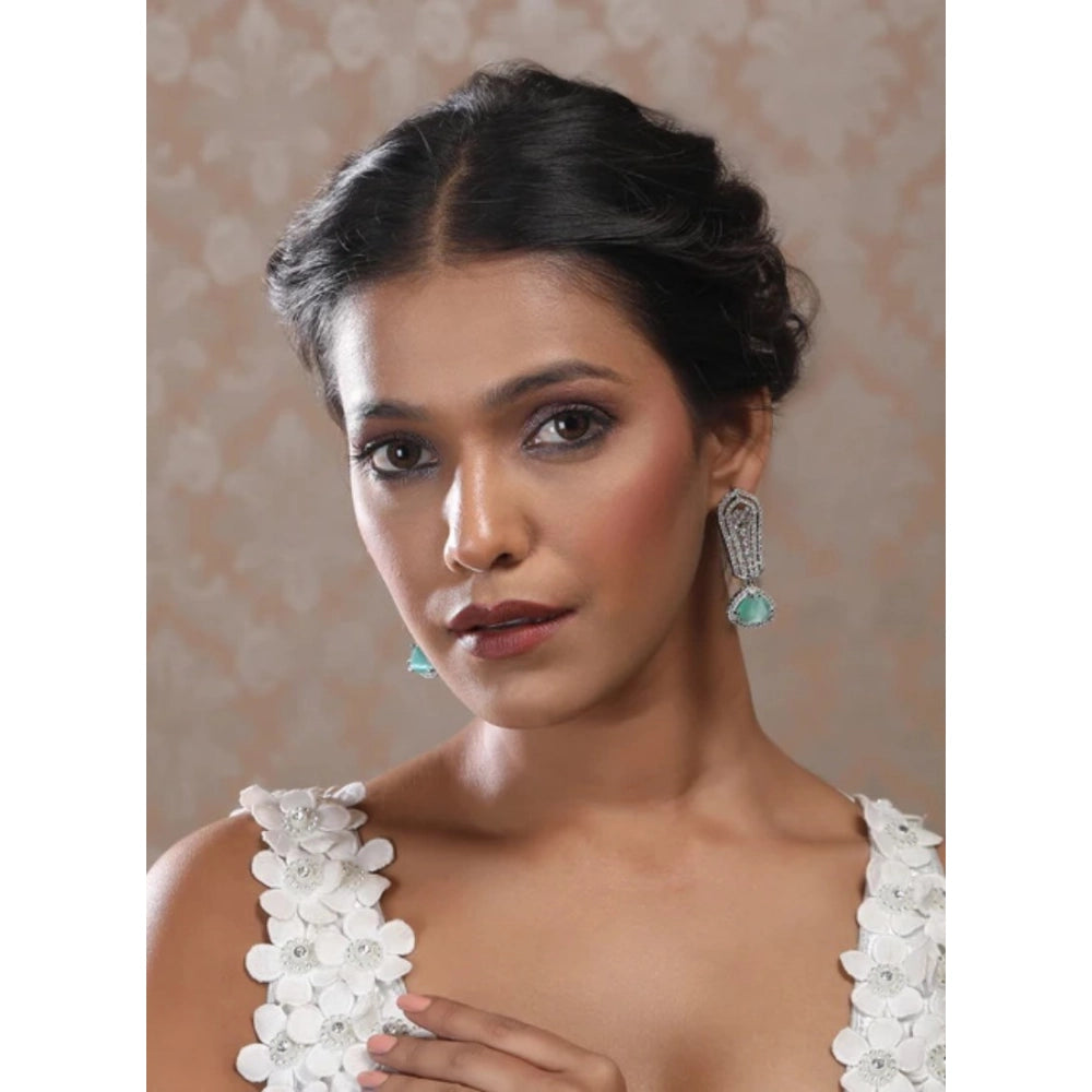Women's Brass Silver Plated Drop Earrings — Turquoise · 2002