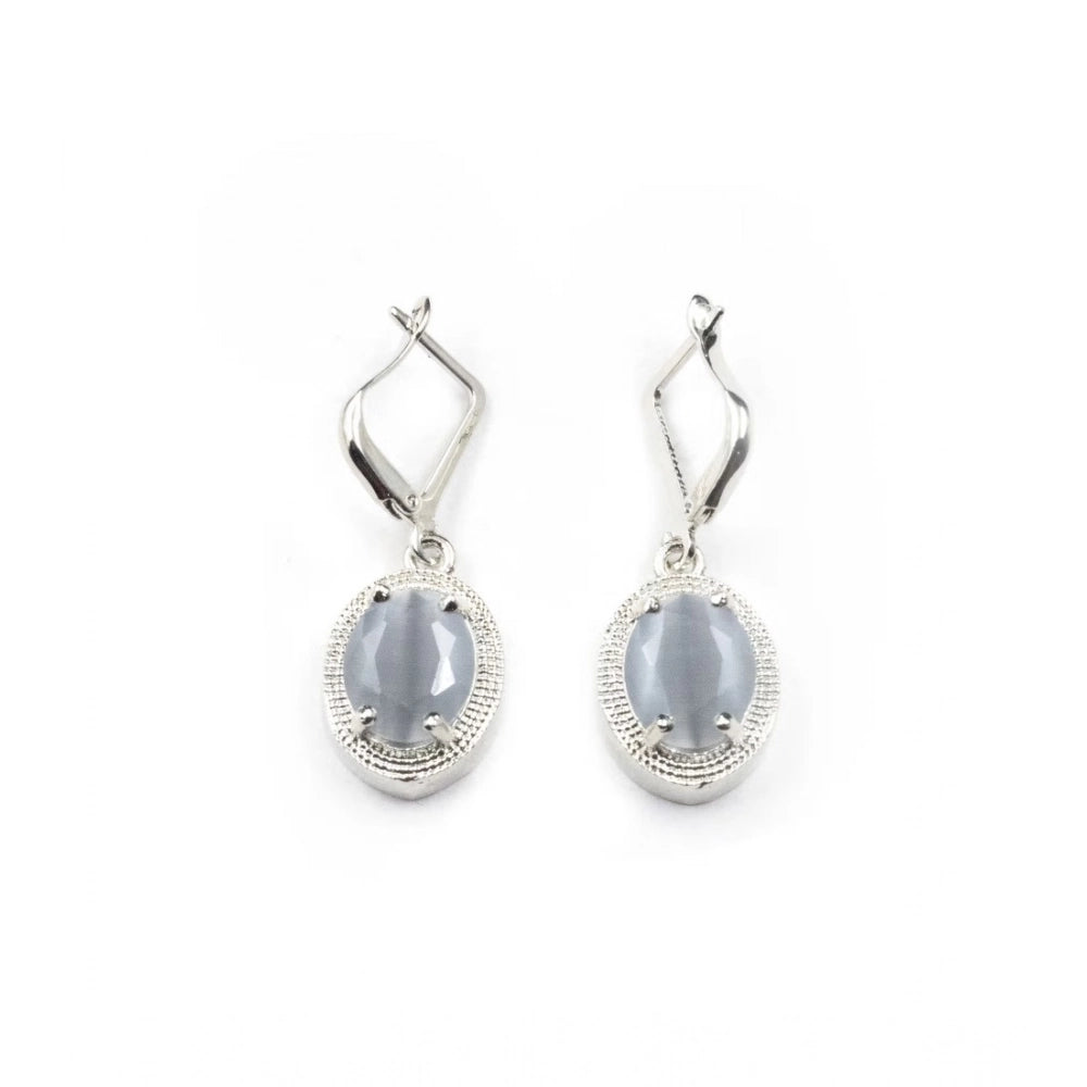 Women's Brass Silver Plated Pendant Set — Grey