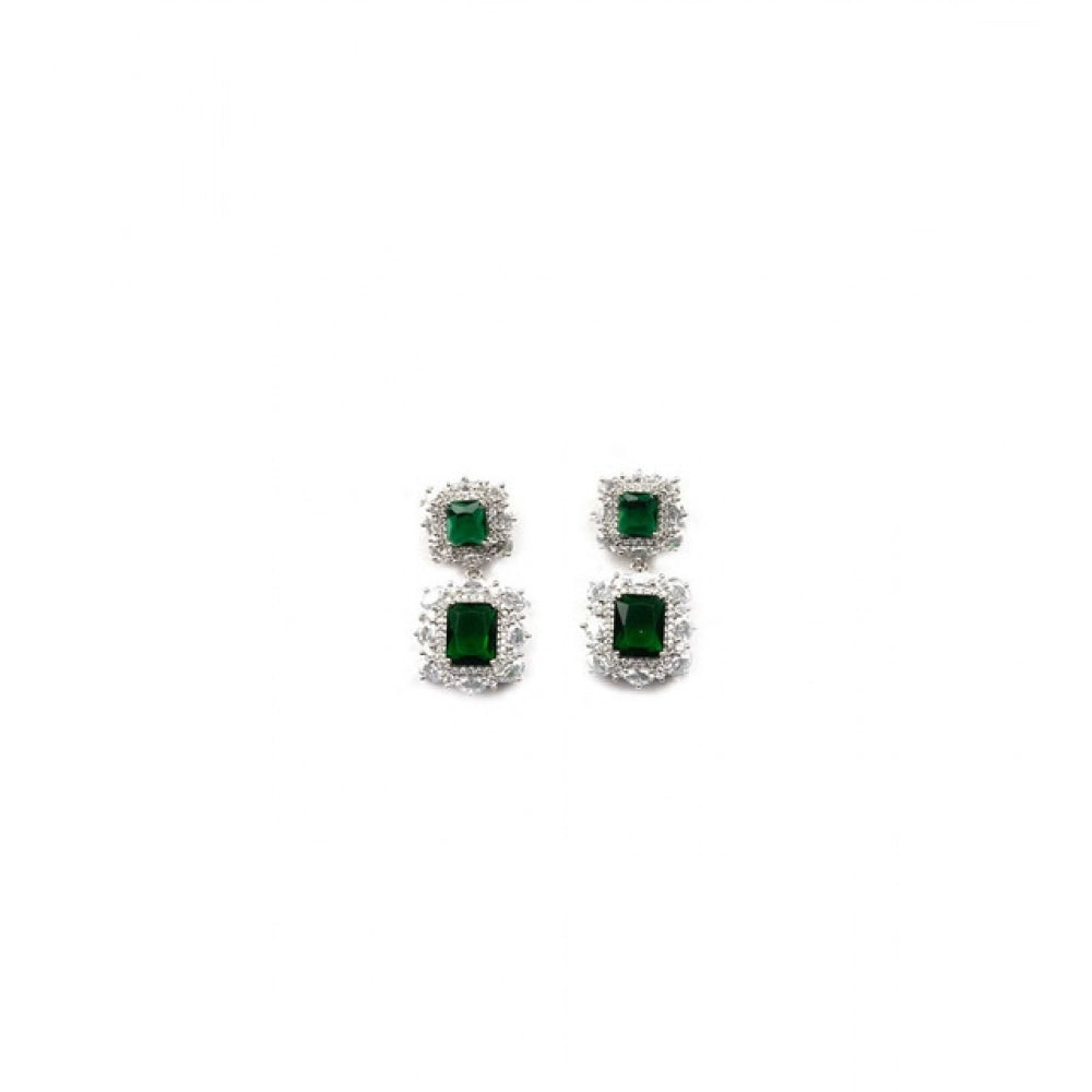 Women's Brass Silver Plated Pendant Set — Green · 2015