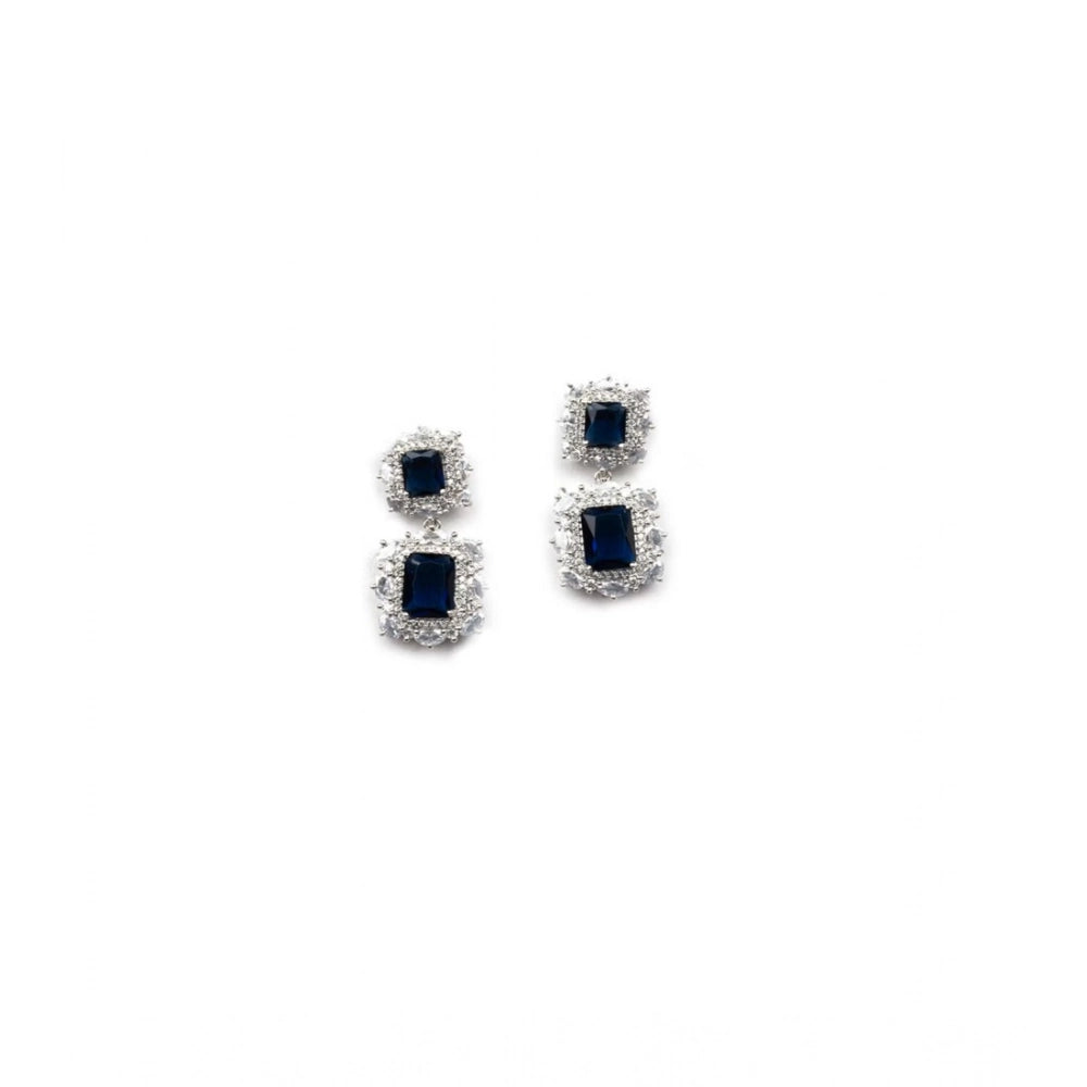 Women's Brass Silver Plated Pendant Set — Blue · 2016
