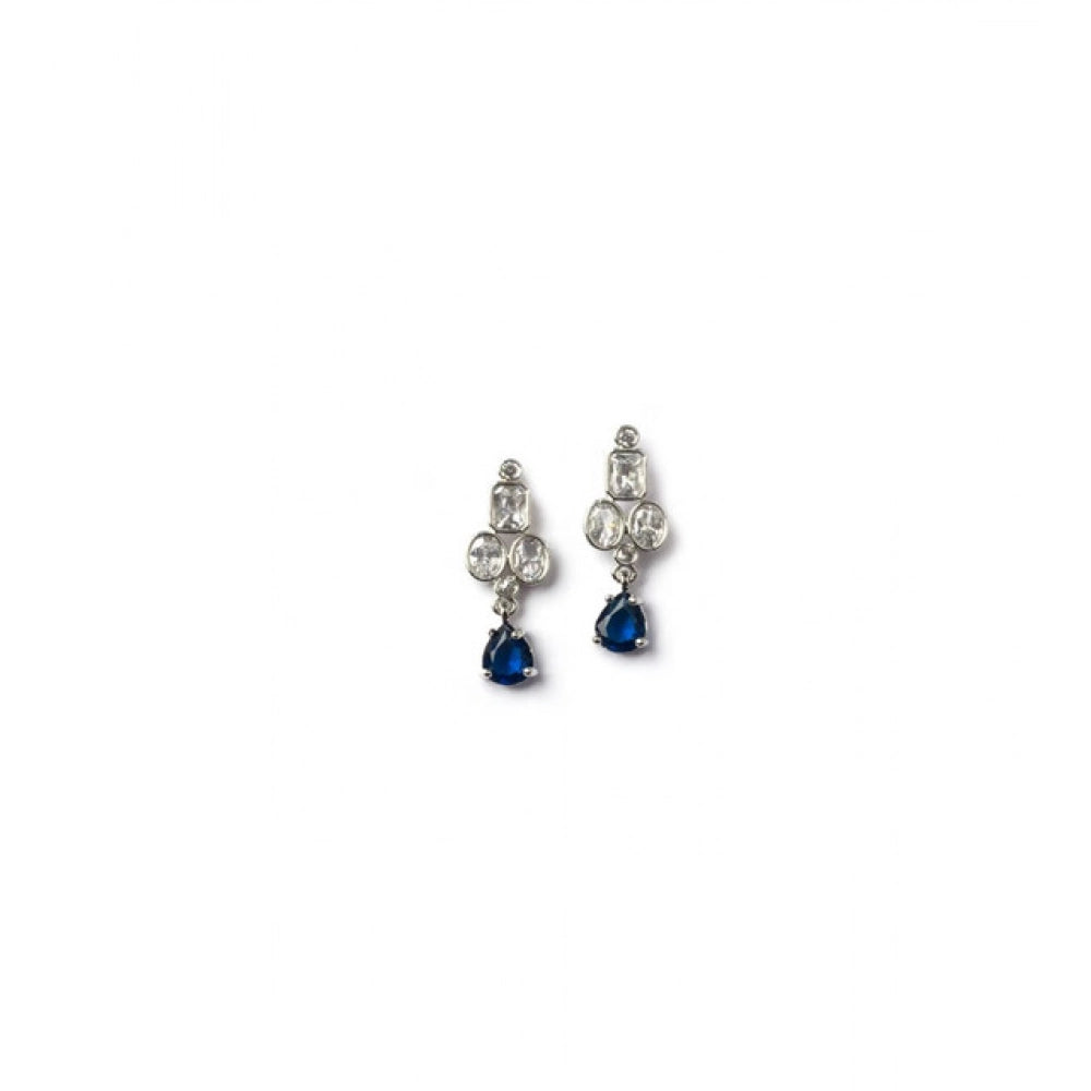 Women's Brass Silver Plated Necklace Set — Blue · 2032