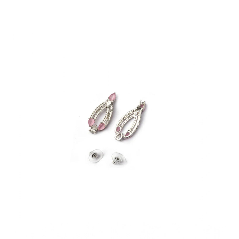 Women's Brass Silver Plated Necklace Set — Pink · 2033