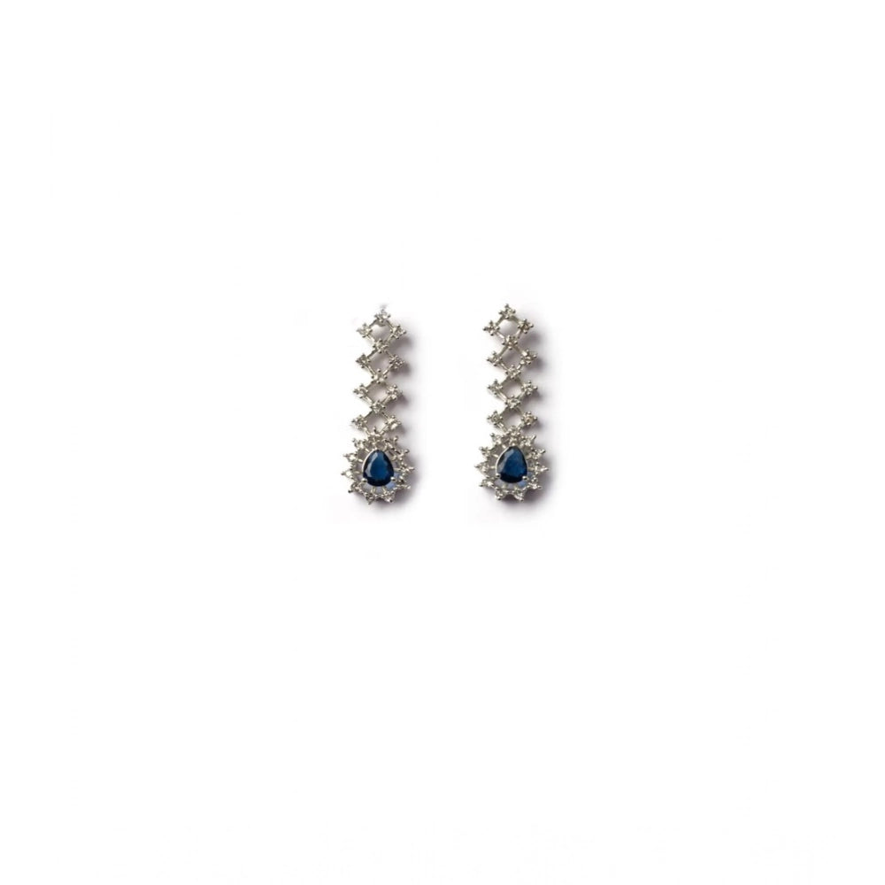 Women's Brass Silver Plated Necklace Set — Blue · 2040