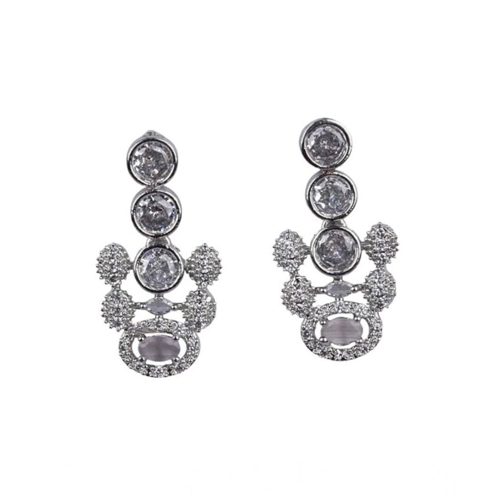 Women's Brass Silver Plated Necklace Set — White · 2052
